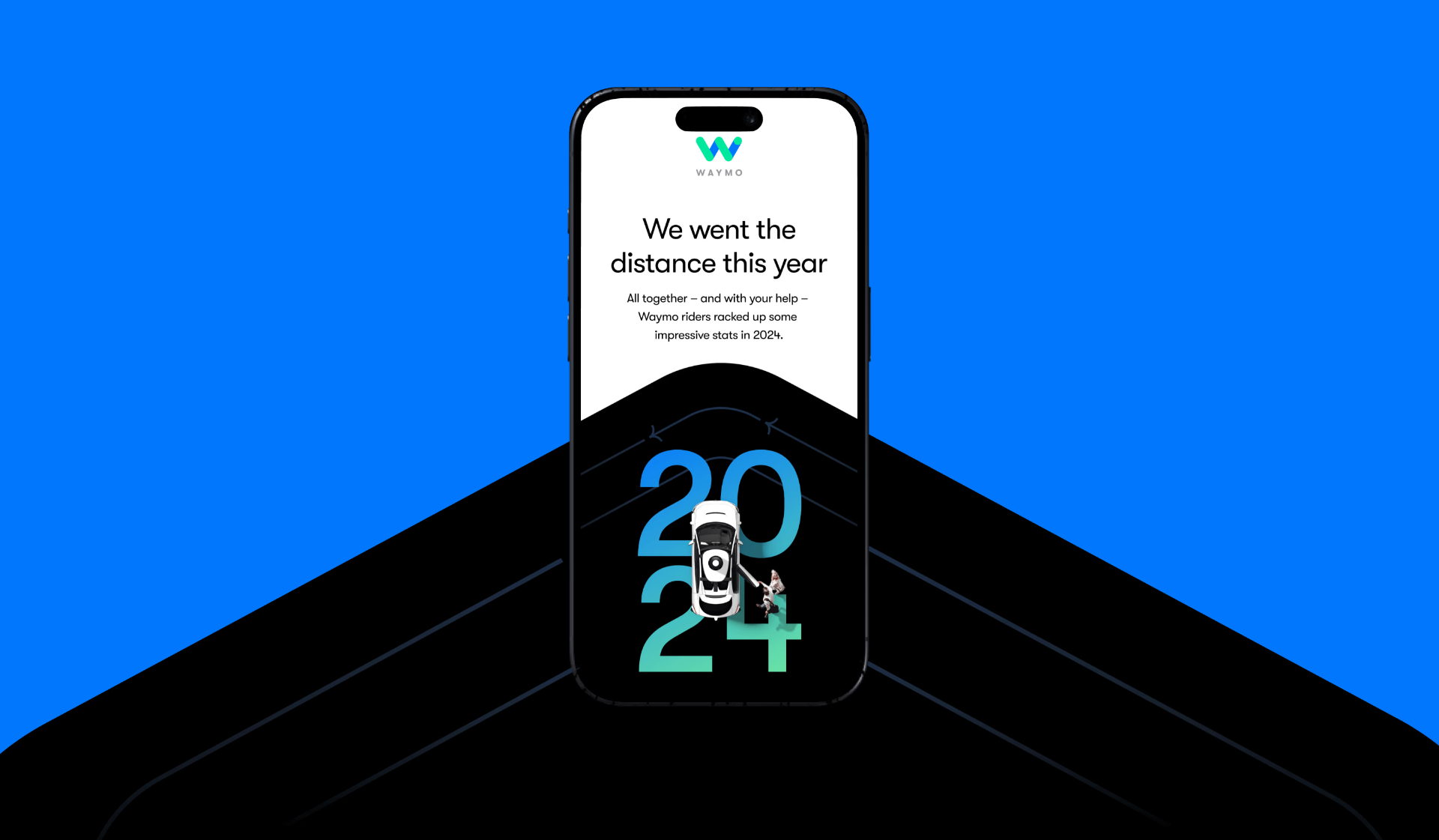 Waymo Year in Review phone mockup