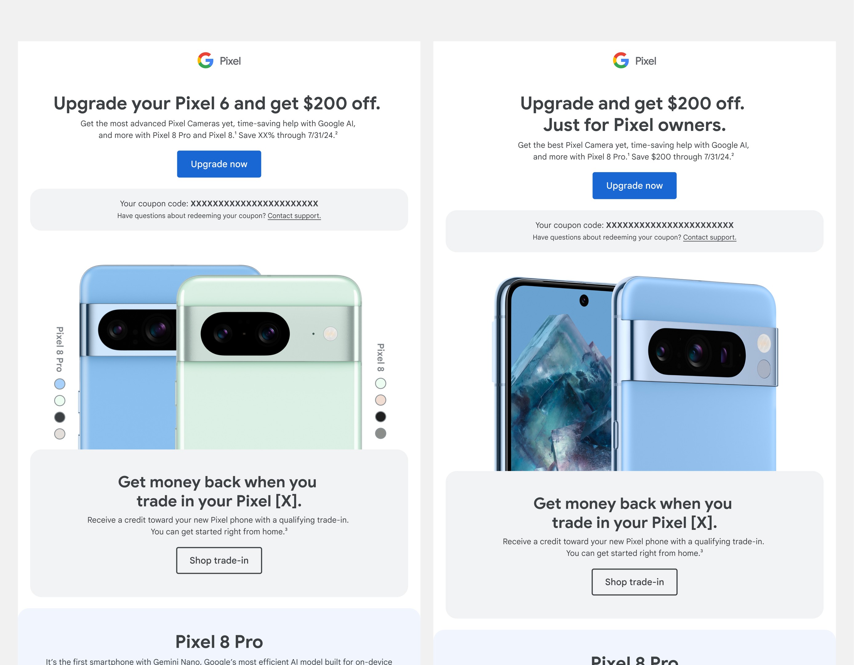 Pixel Upgrader email 1